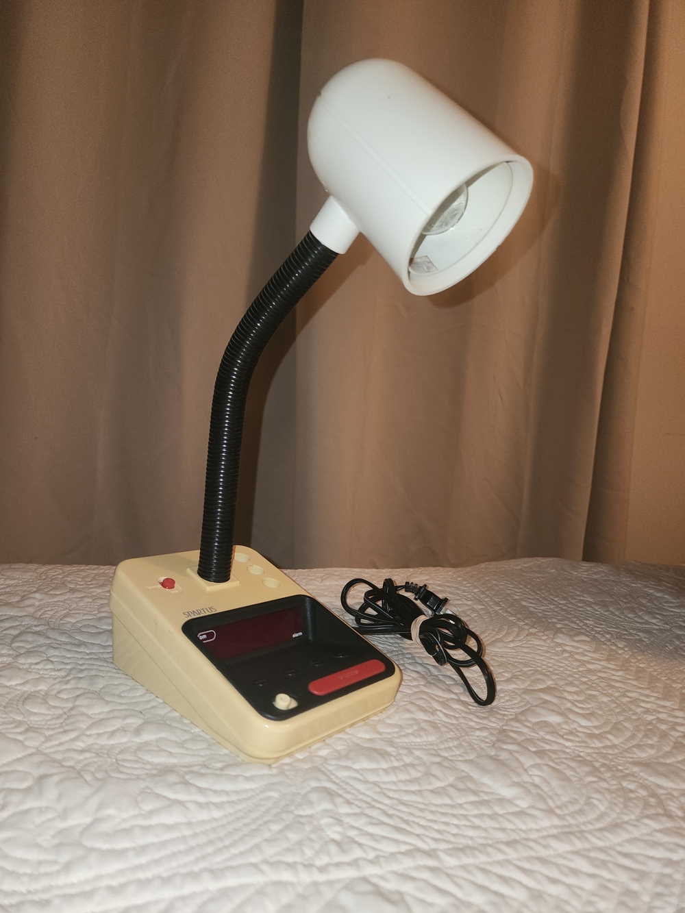 Vintage 1984 Spartus Electric Adjustable Lamp / Alarm Clock TESTED Model 1182